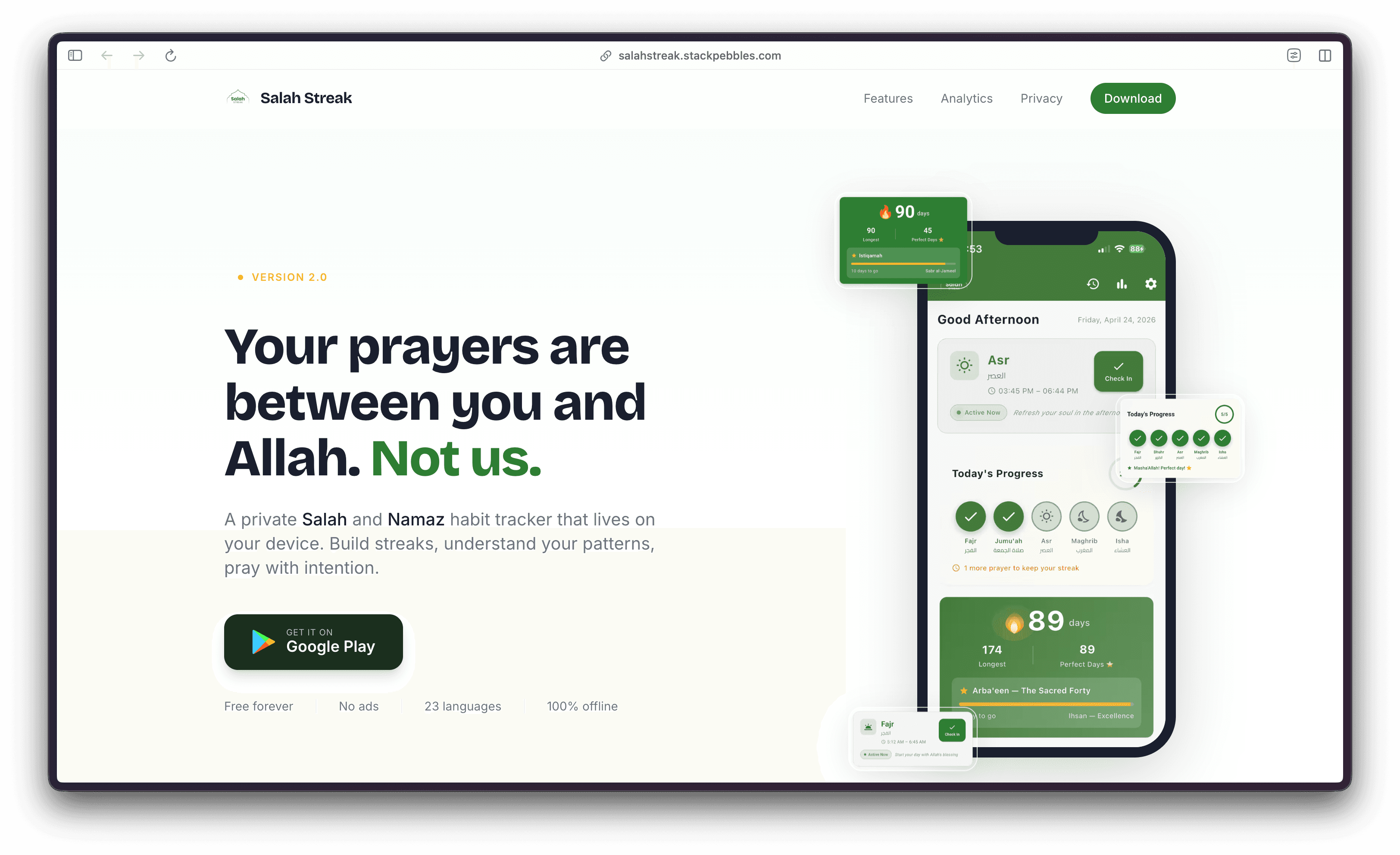 Salah Streak — Mobile App by Stack Pebbles